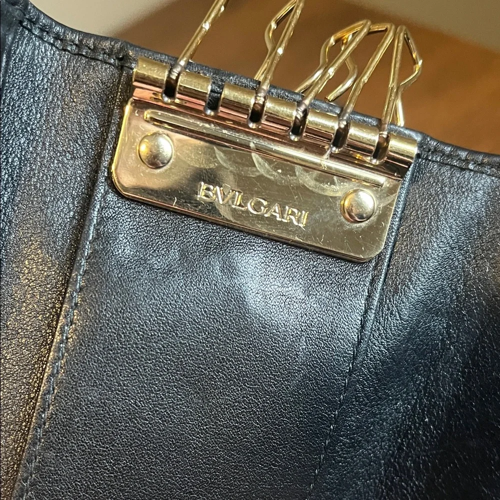 Bulgari Black Leather Key Holder
